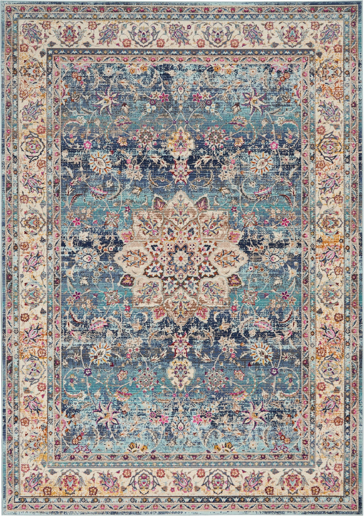 aRmanica VINTAGE KASHAN BLUE RUG by NOURISON