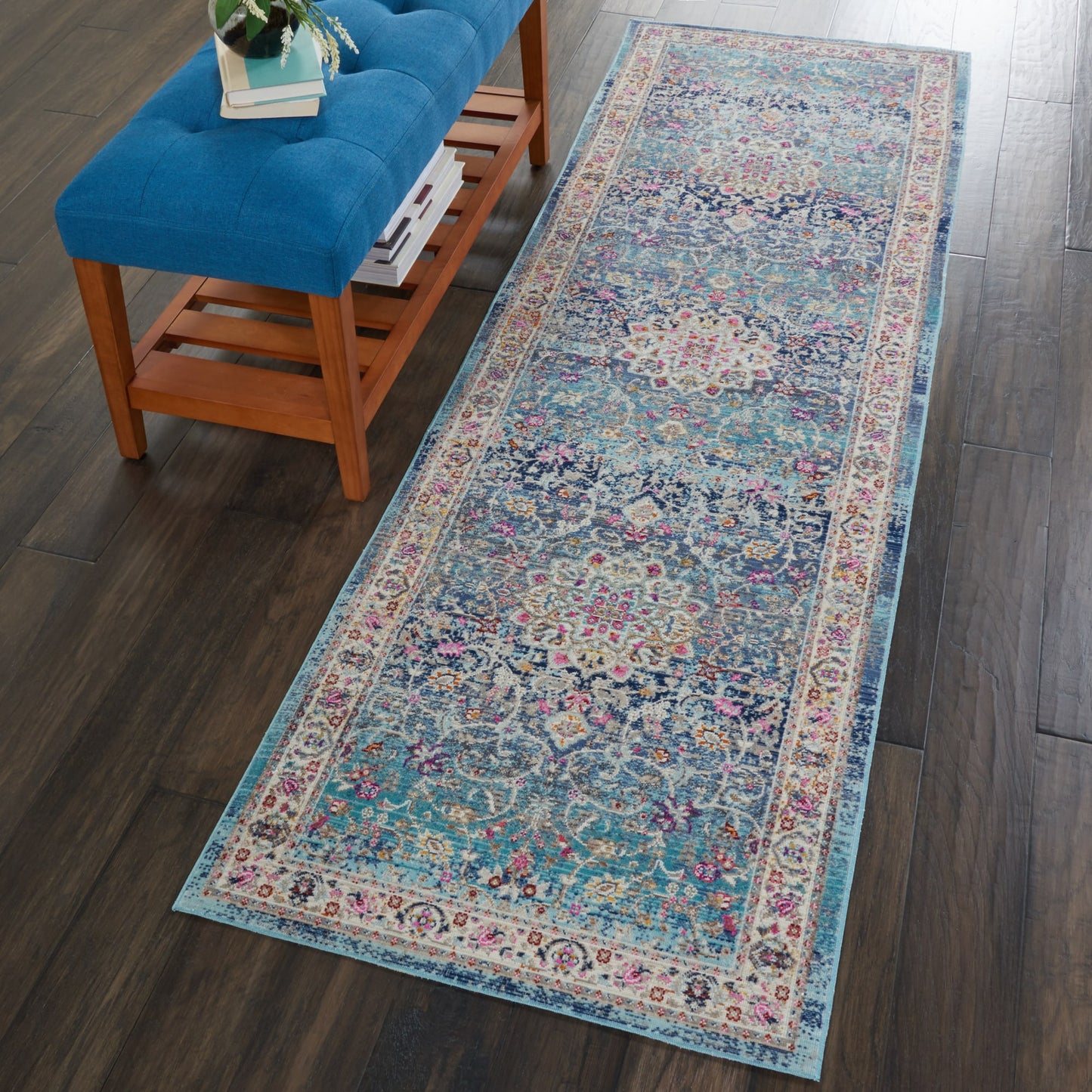 aRmanica VINTAGE KASHAN BLUE RUG by NOURISON