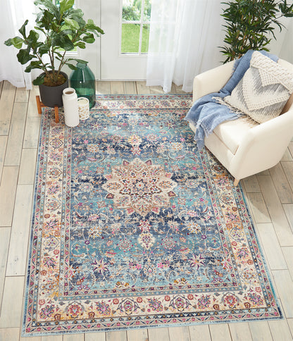 aRmanica VINTAGE KASHAN BLUE RUG by NOURISON