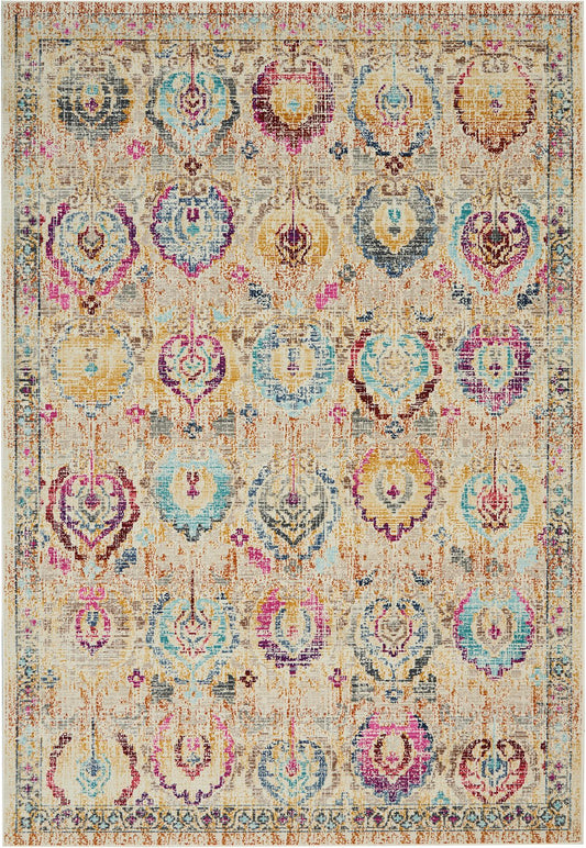 aRmanica VINTAGE KASHAN IVORY/MULTI COLOUR RUG by NOURISON