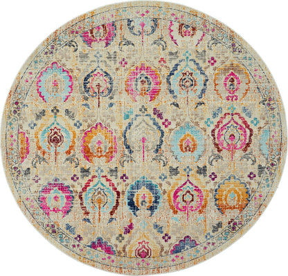 aRmanica VINTAGE KASHAN IVORY/MULTI COLOUR RUG by NOURISON