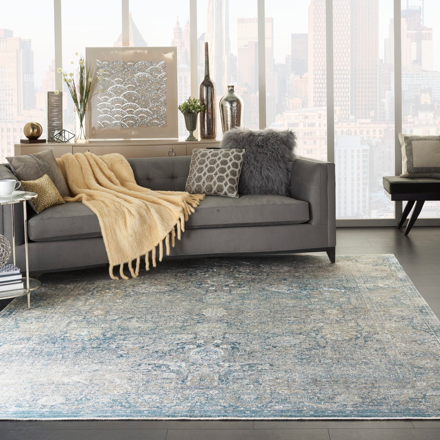 aRmanica STARRY NIGHTS CREAM BLUE RUG by NOURISON