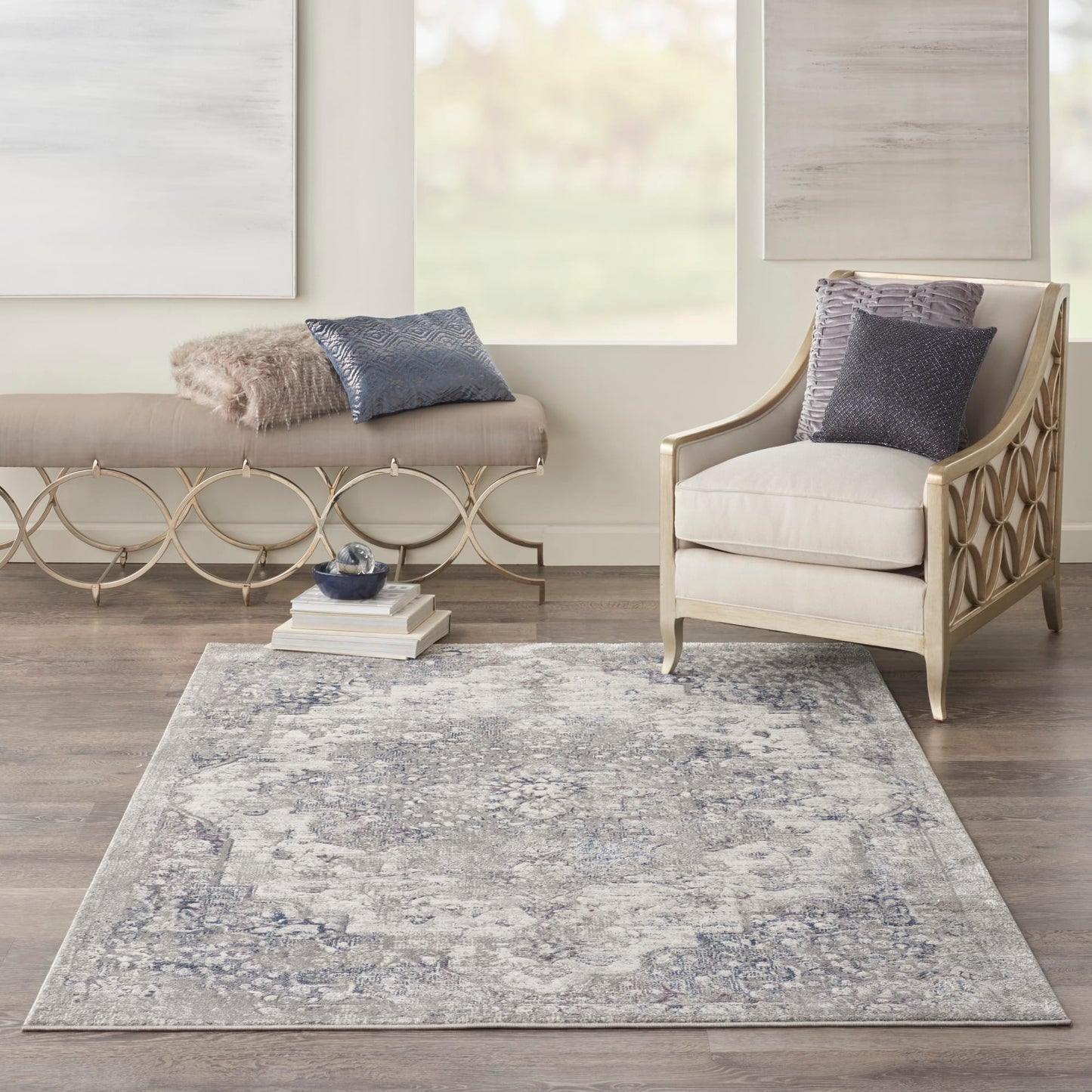 aRmanica ROYAL BLUE BEIGE TERRACE RUG by NOURISON