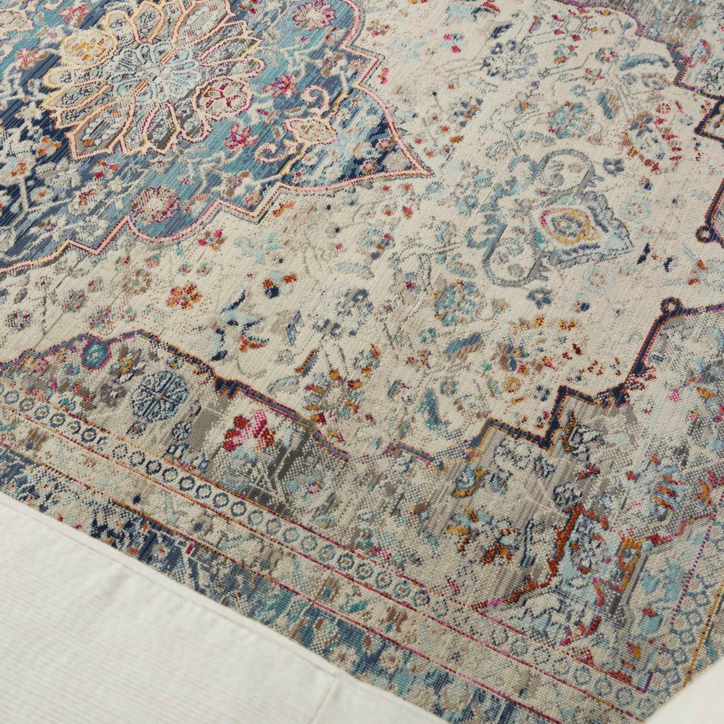 aRmanica VINTAGE KASHAN IVORY BLUE RUG by NOURISON