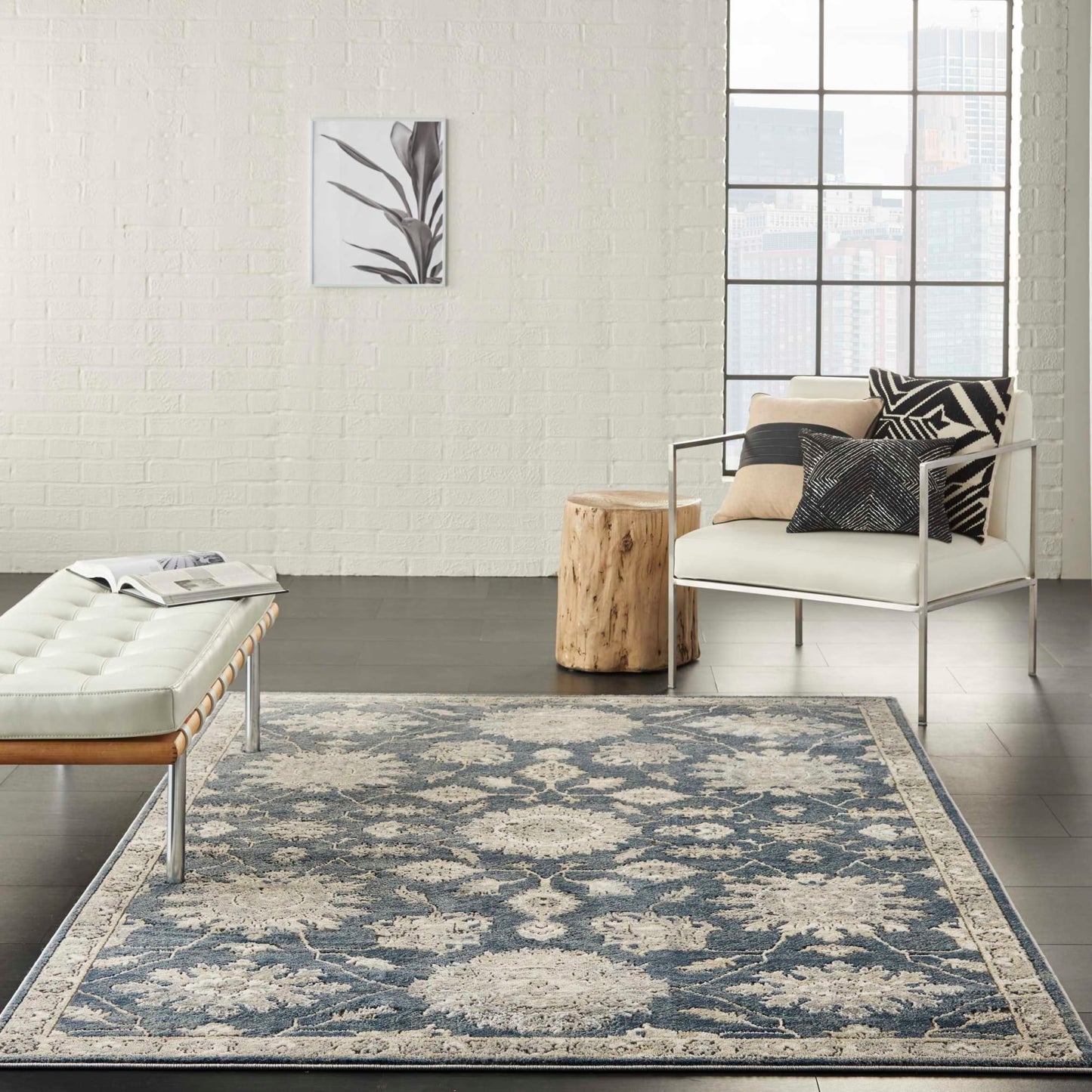 aRmanica QUARY BLUE/BEIGE RUG by NOURISON