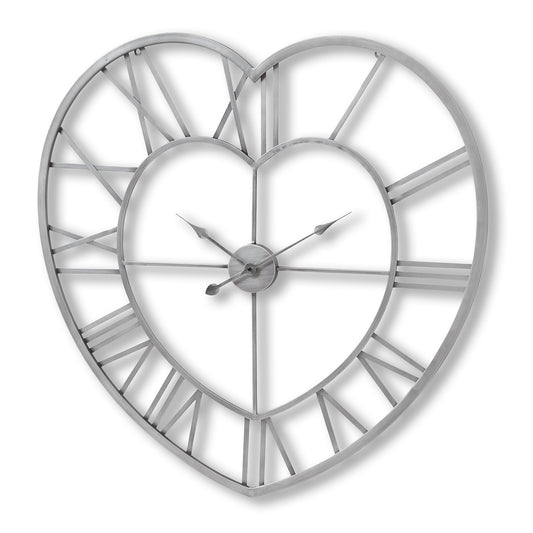 aRmanica Silver Heart Skeleton Wall Clock