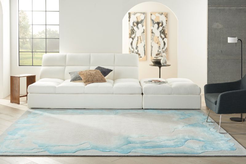 aRmanica PRISMATIC SEA MIST BLUE RUG by NOURISON