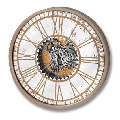 aRmanica Mirrored Round Clock with Moving Mechanism