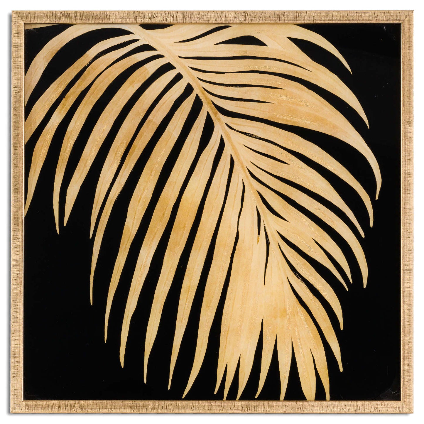 aRmanica Metallic Palm Glass Image In Gold Frame