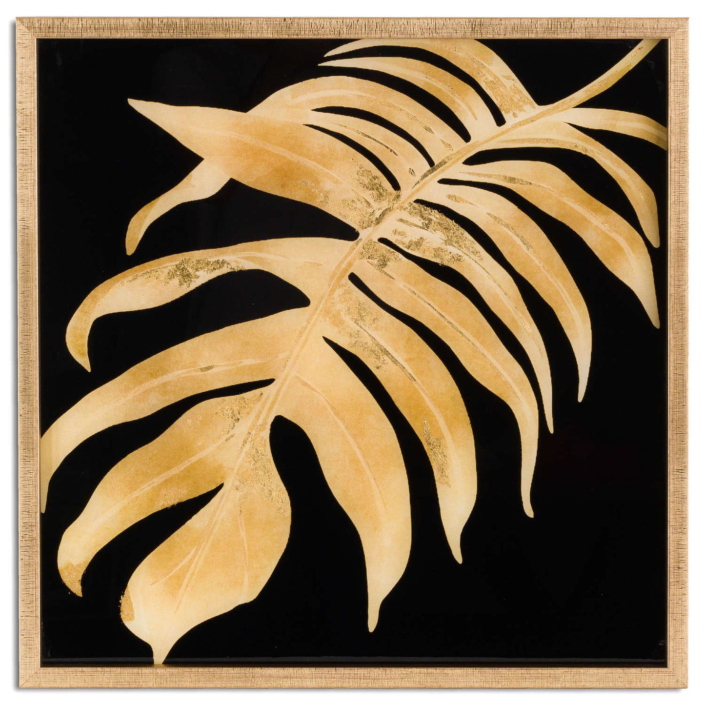 aRmanica Metallic leaf Glass Image In Gold Frame