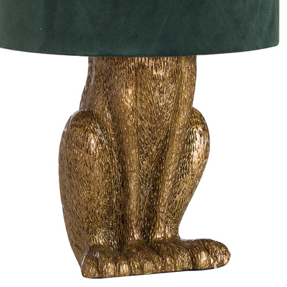 aRmanica Gold Hare Table Lamp With Green Velvet Shade