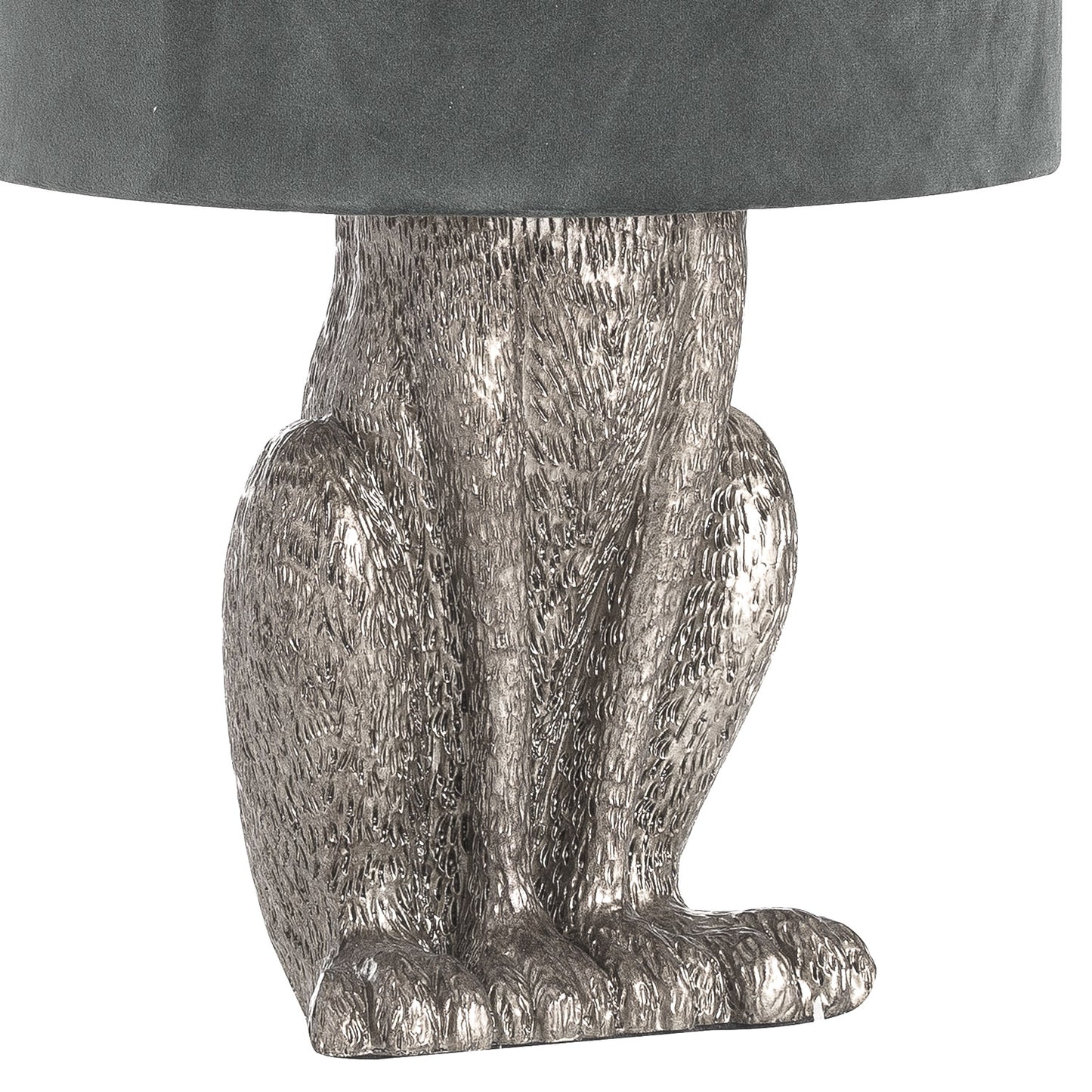 aRmanica Silver Hare Table Lamp With Grey Velvet Shade