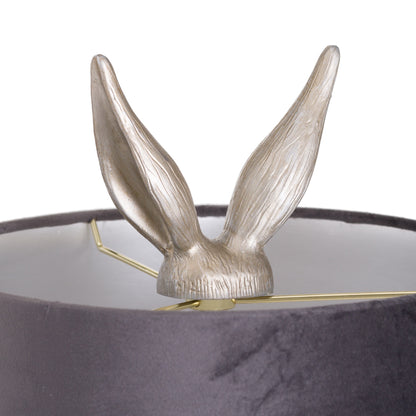 aRmanica Silver Hare Table Lamp With Grey Velvet Shade