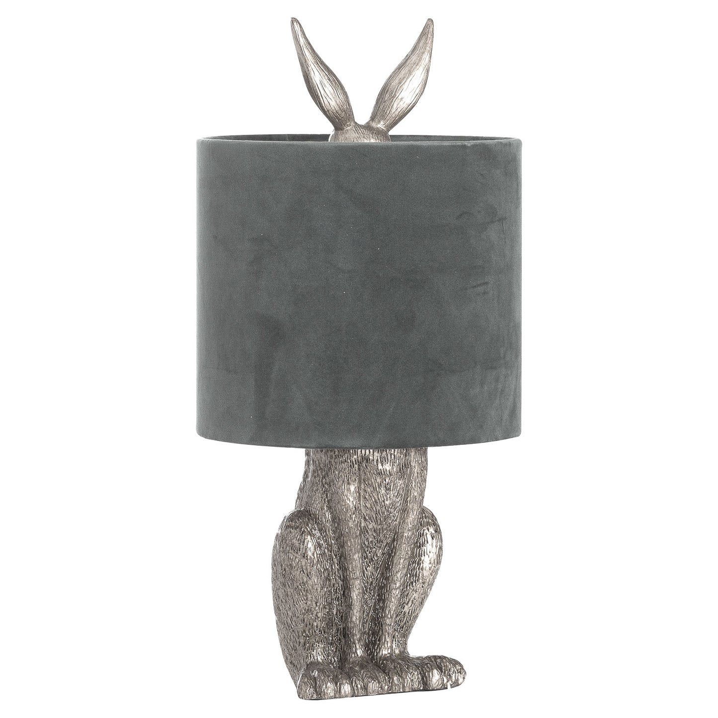 aRmanica Silver Hare Table Lamp With Grey Velvet Shade