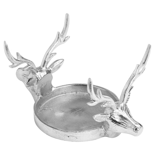 aRmanica Farrah Collection Silver Large Stag Candle Holder