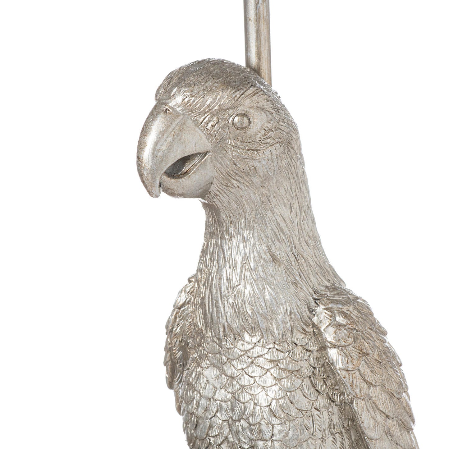 aRmanica Parrot Silver Table Lamp With Grey Velvet Shade