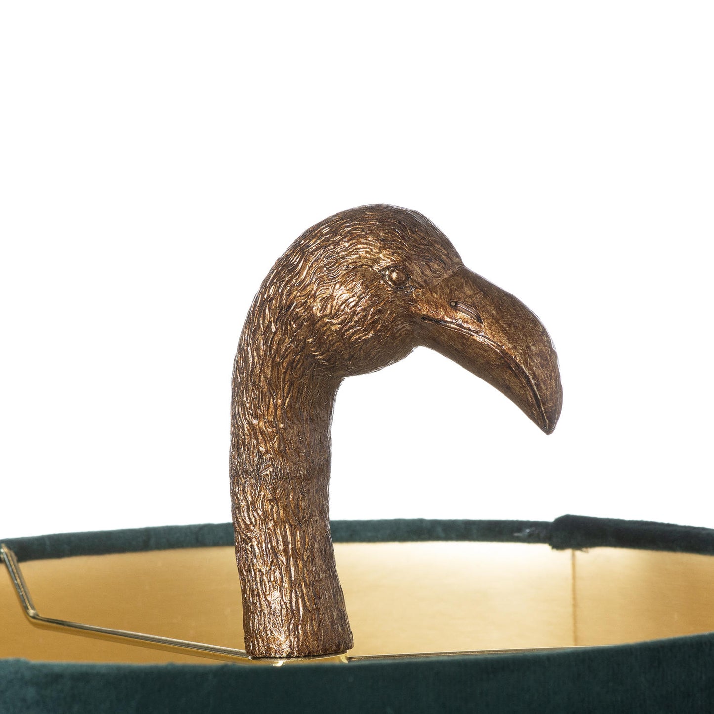 aRmanica Flamingo Gold Lamp With Emerald Velvet Shade