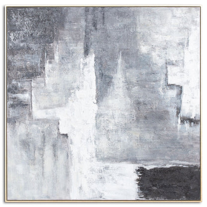 aRmanica Hand Painted Black And White Layered Abstract Painting