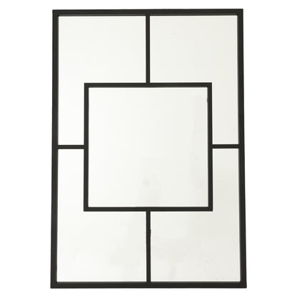 aRmanica Black Multi Paned Patterned Window Mirror