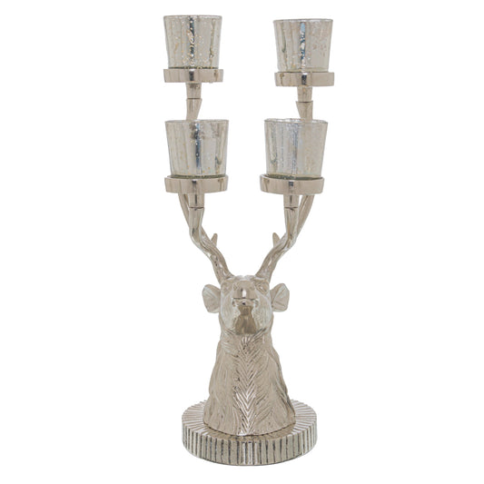 aRmanica Tall Silver Stag Six Tealight Holder