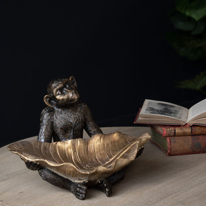 aRmanica Resin Sitting Monkey With Leaf