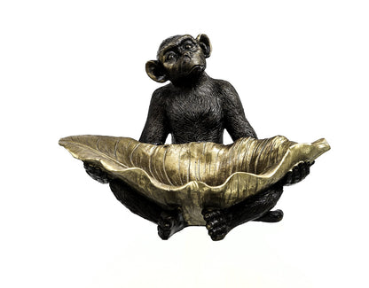 aRmanica Resin Sitting Monkey With Leaf