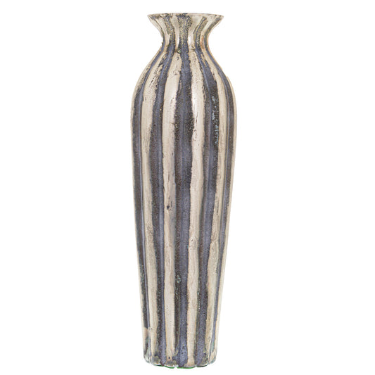 aRmanica Burnished And Grey Striped Tall Vase