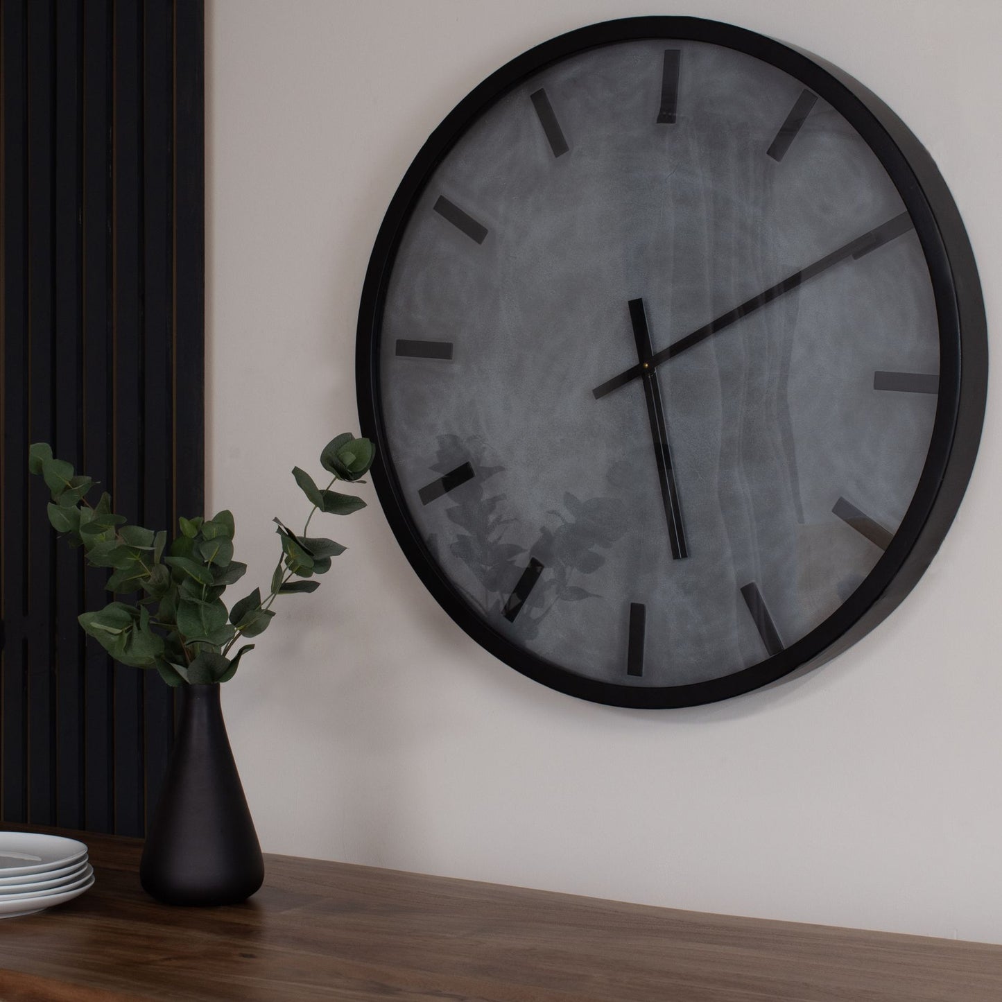 aRmanica Large Concrete Effect Station Clock