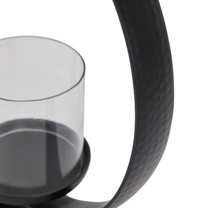 aRmanica Black Hoop Large Hurricane Lantern