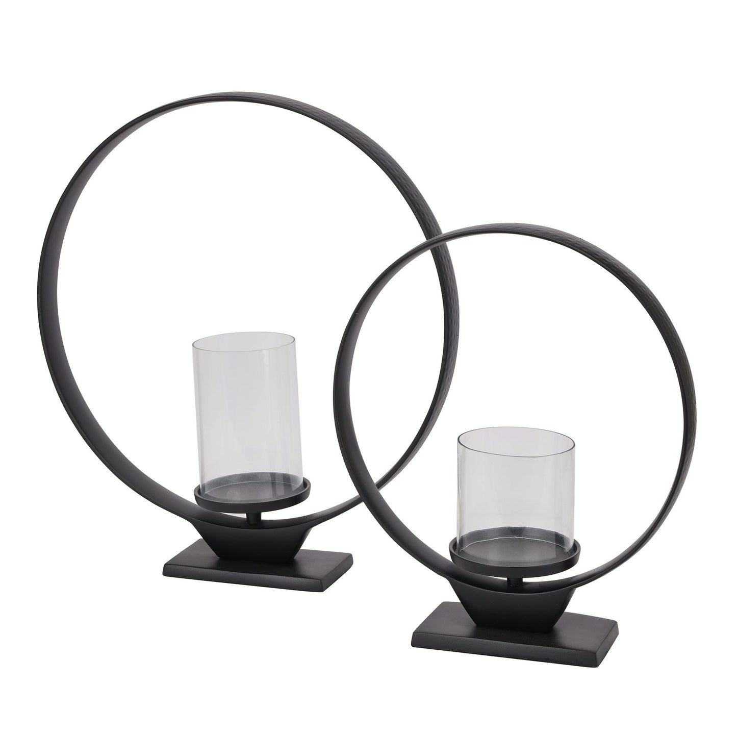 aRmanica Black Hoop Large Hurricane Lantern