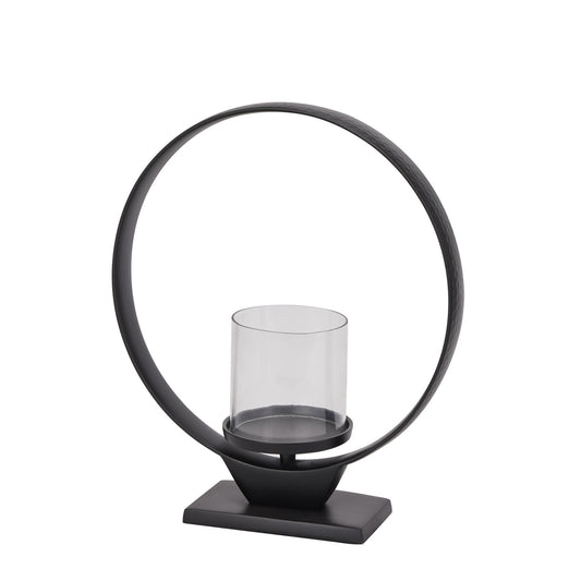 aRmanica Black Hoop Hurricane Lantern