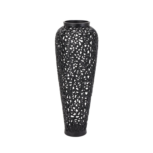 aRmanica Black Cast Lattice Vase