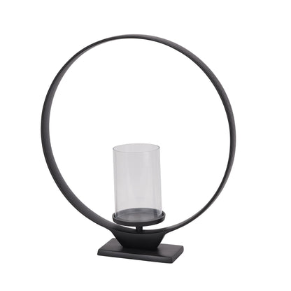 aRmanica Black Hoop Large Hurricane Lantern