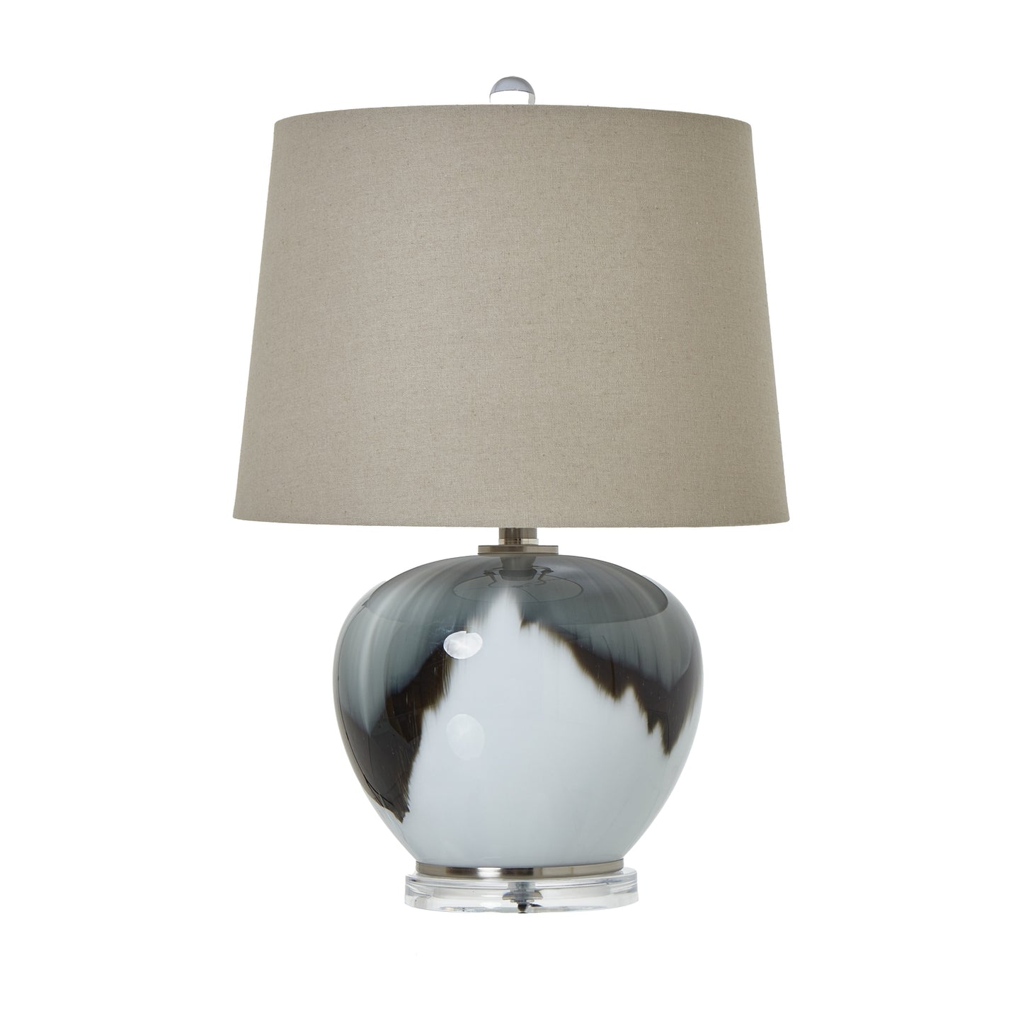 aRmanica Grey Glass Table Lamp With Linen Shade