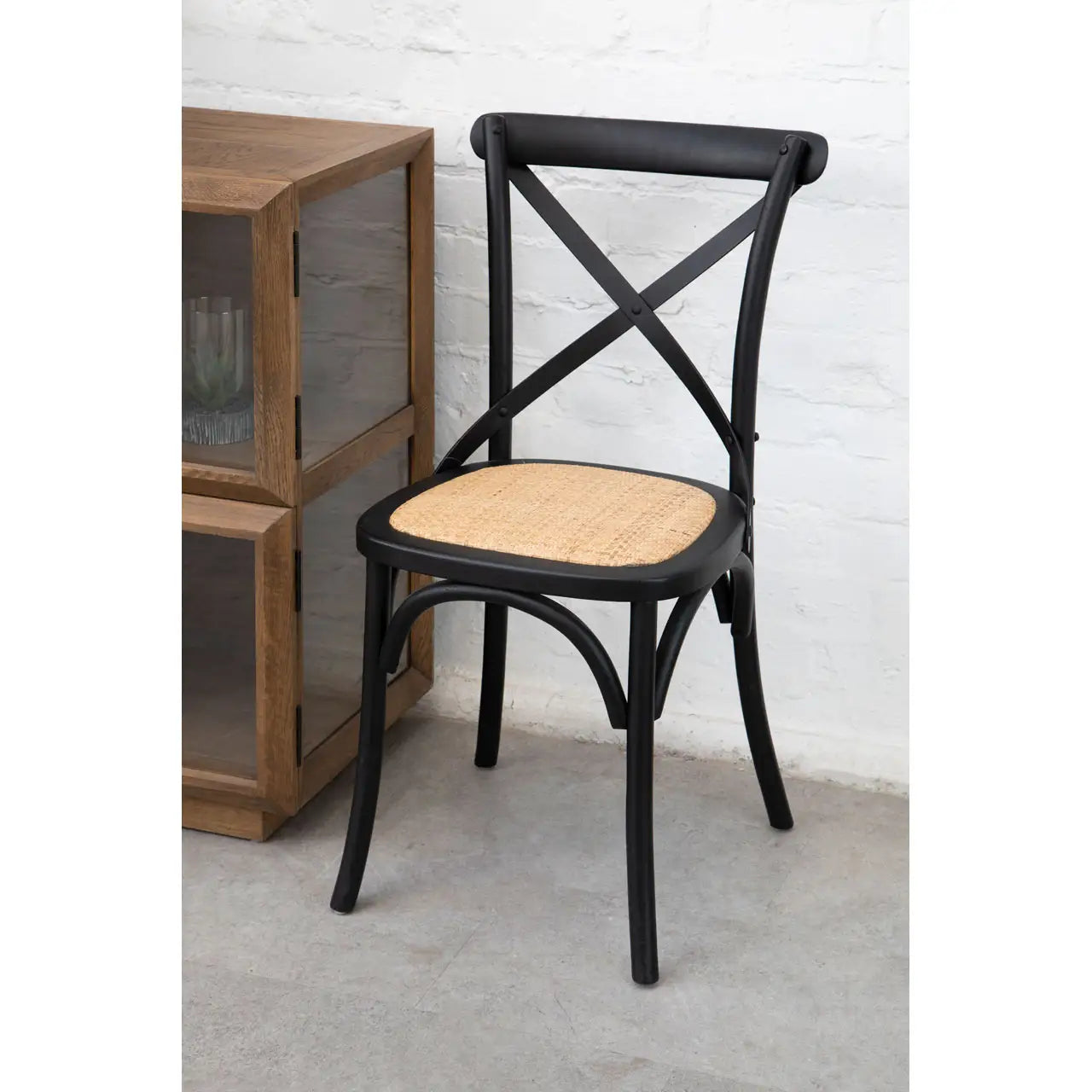 aRmanica SIMON BLACK OAK WOOD CHAIR WEAVE SEAT  X2