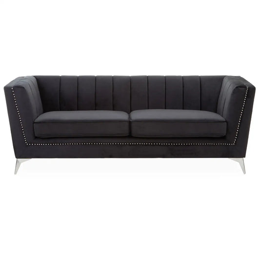 aRmanica HANIL THREE SEAT BLACK VELVET SOFA