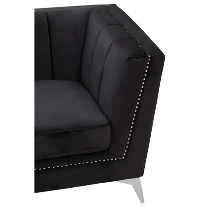 aRmanica HANIL THREE SEAT BLACK VELVET SOFA