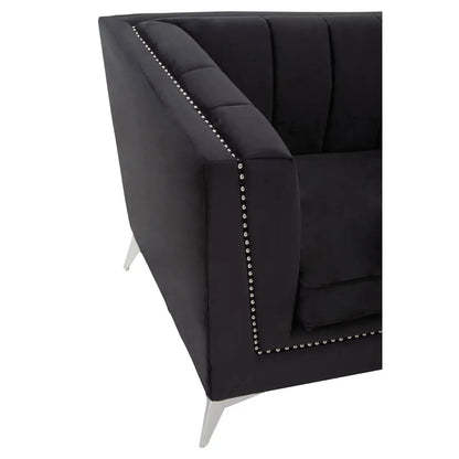 aRmanica HANIL THREE SEAT BLACK VELVET SOFA