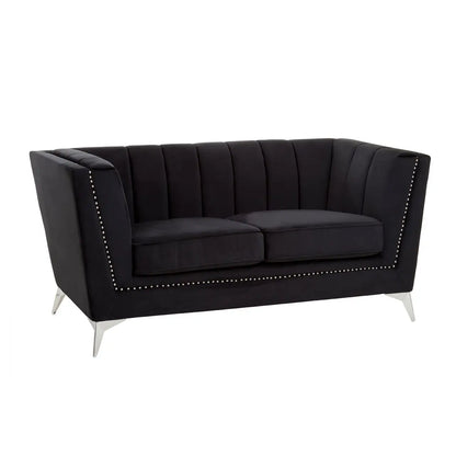 aRmanica HANIL TWO SEAT BLACK VELVET SOFA