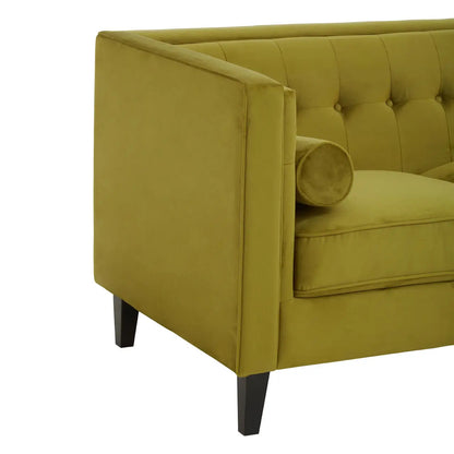 aRmanica CELIA THREE SEAT OLIVE VELVET SOFA