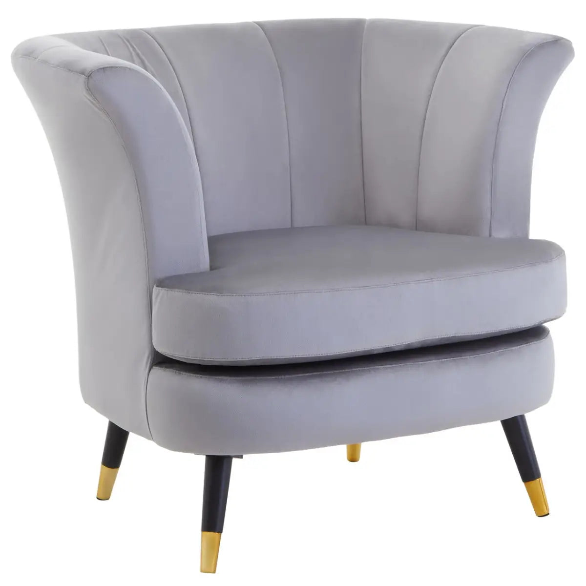 aRmanica LORETTO GREY VELVET SCALLOPED CHAIR