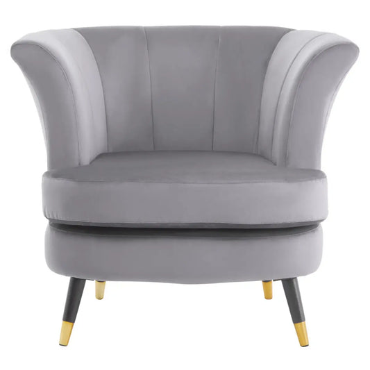 aRmanica LORETTO GREY VELVET SCALLOPED CHAIR