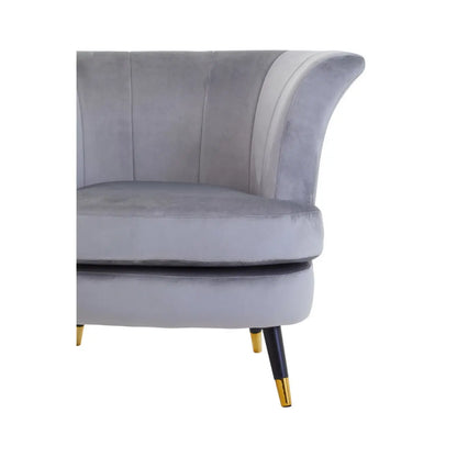 aRmanica LORETTO GREY VELVET SCALLOPED CHAIR