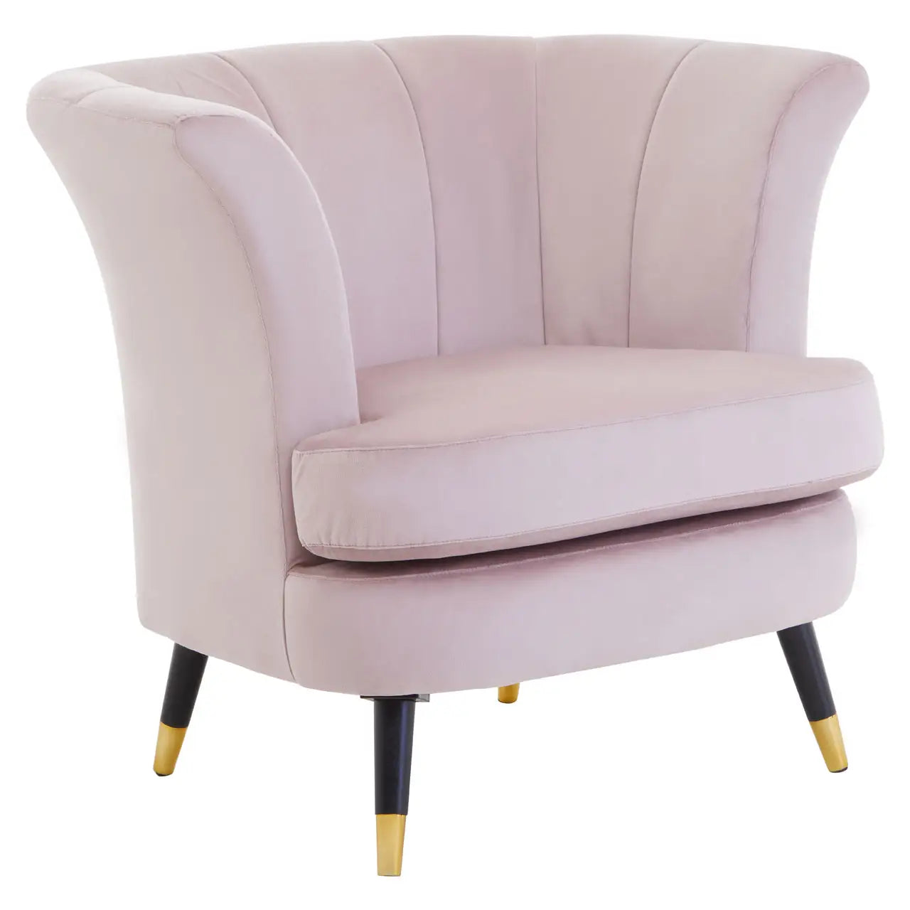 aRmanica LORETTO DUSKY PINK VELVET SCALLOPED CHAIR