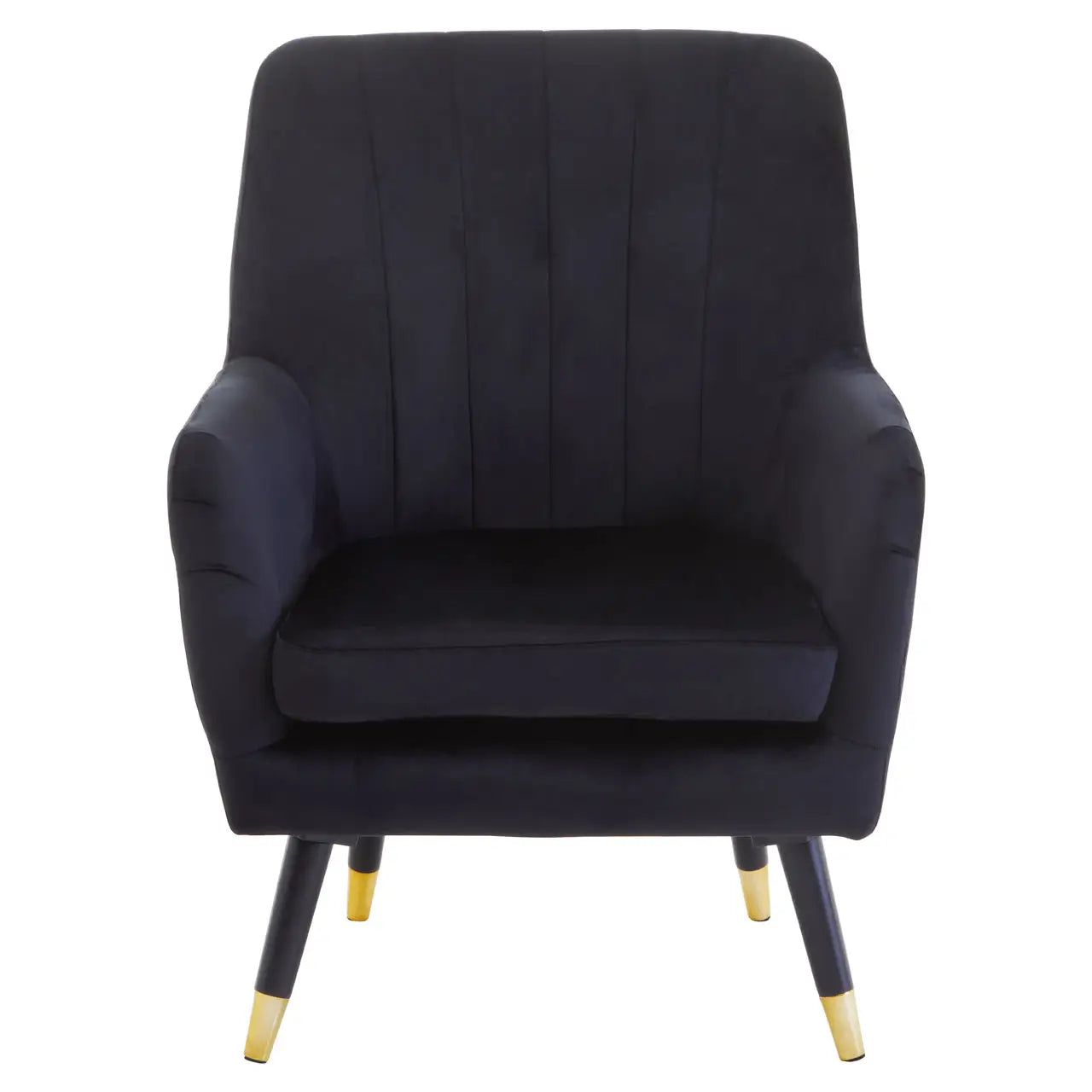 aRmanica LORETTO BLACK VELVET SCALLOPED ARMCHAIR