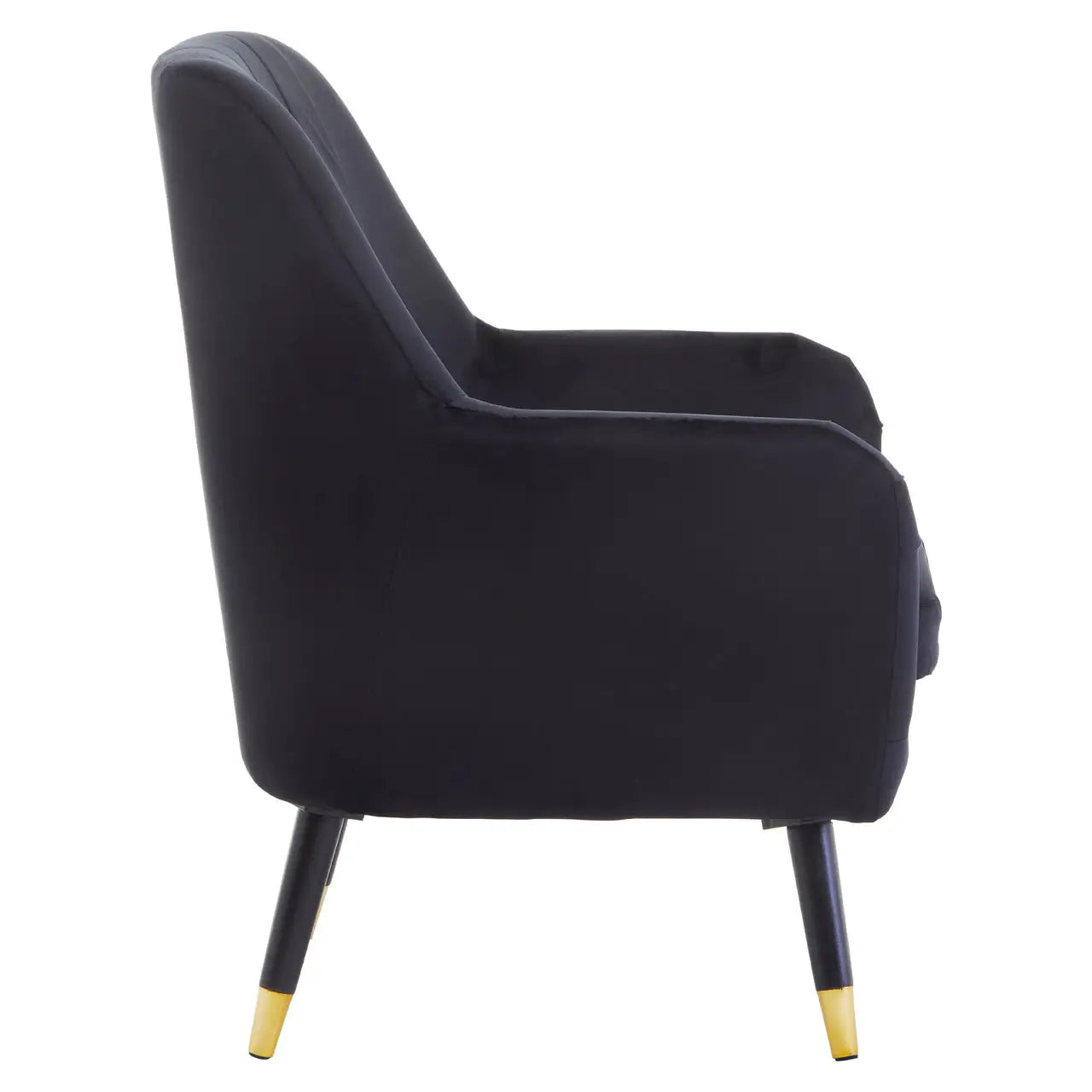 aRmanica LORETTO BLACK VELVET SCALLOPED ARMCHAIR