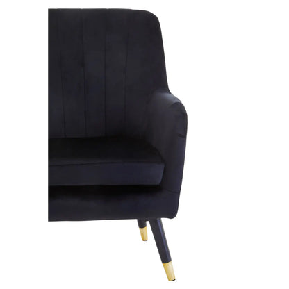 aRmanica LORETTO BLACK VELVET SCALLOPED ARMCHAIR