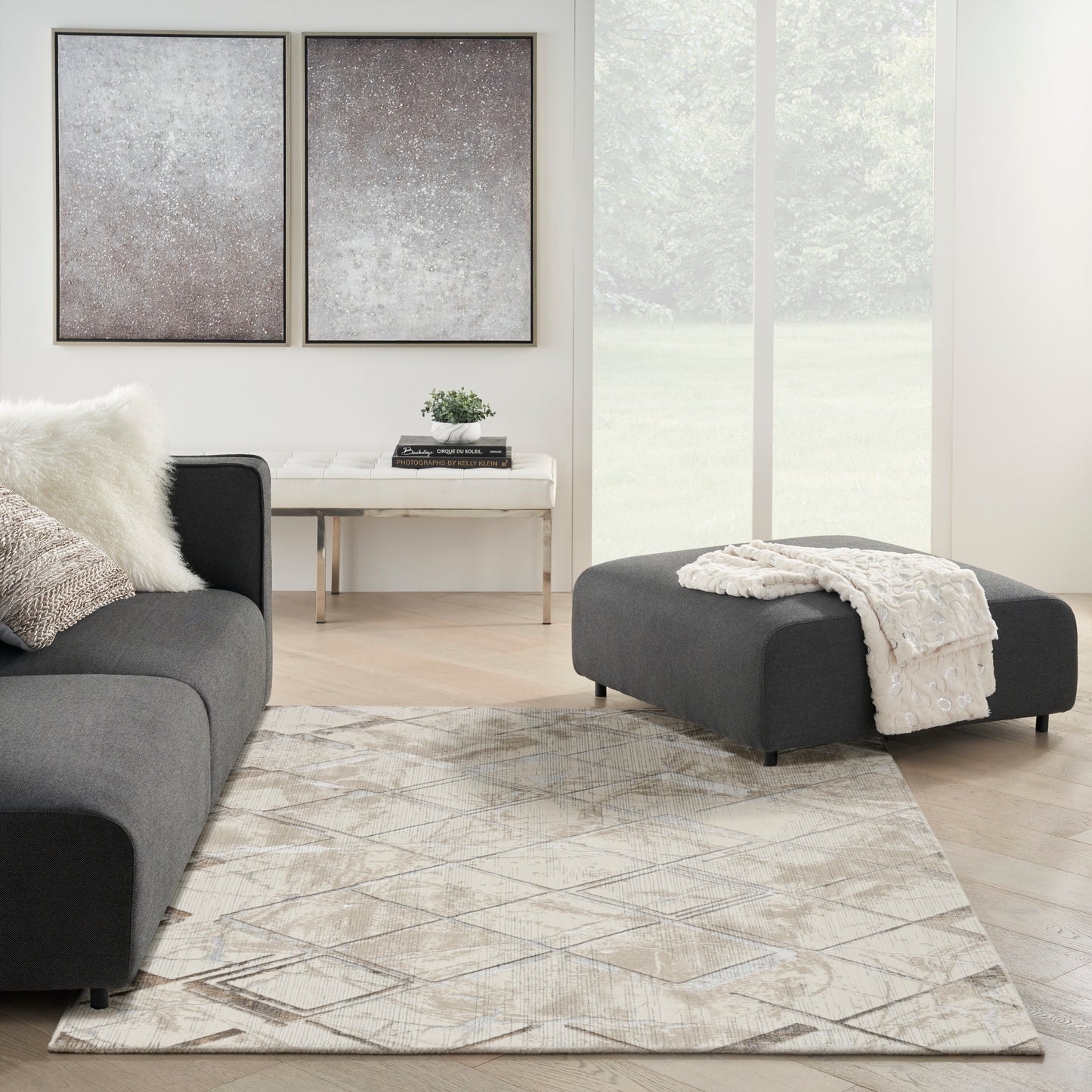 aRmanica GLITZ IVORY GREY RUG by NOURISON