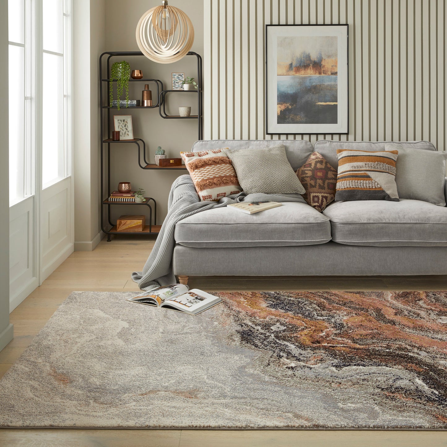 aRmanica Arama Abstract Ivory Grey Multi Rug