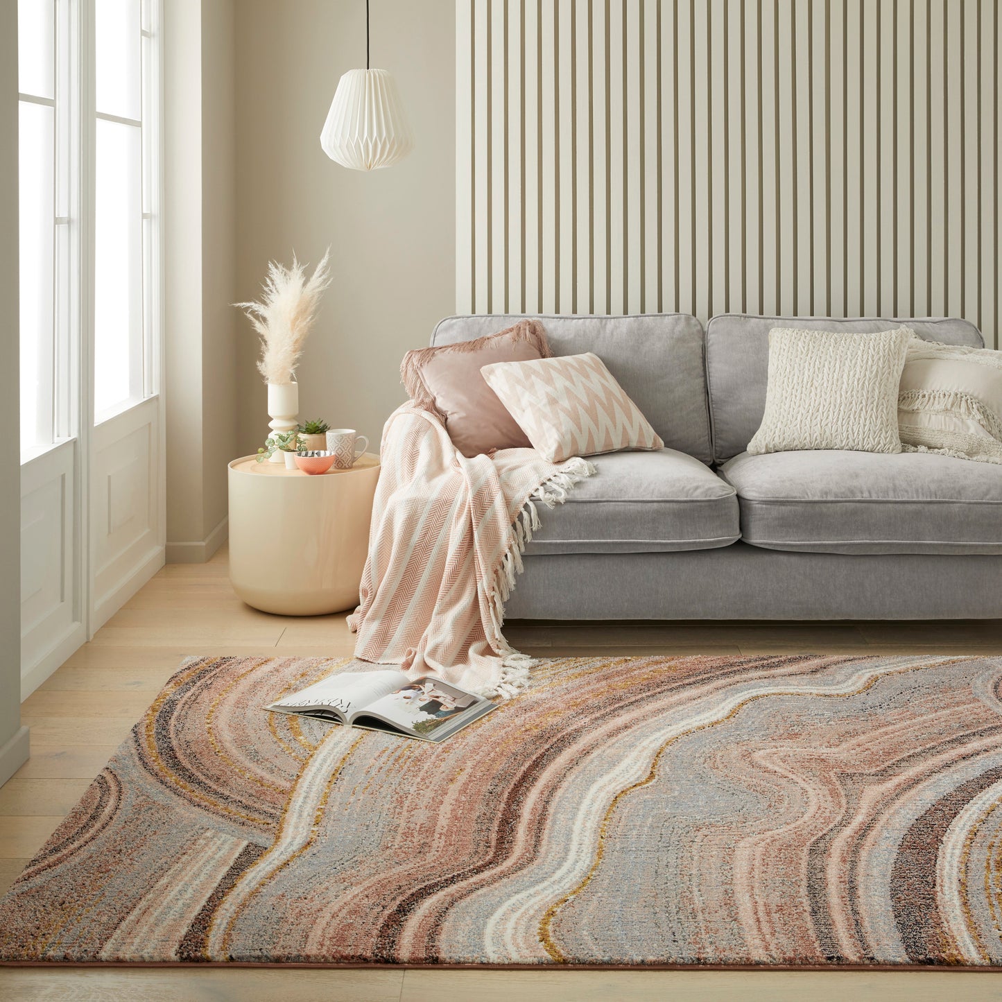 aRmanica Arama Abstract Blush Grey Rug